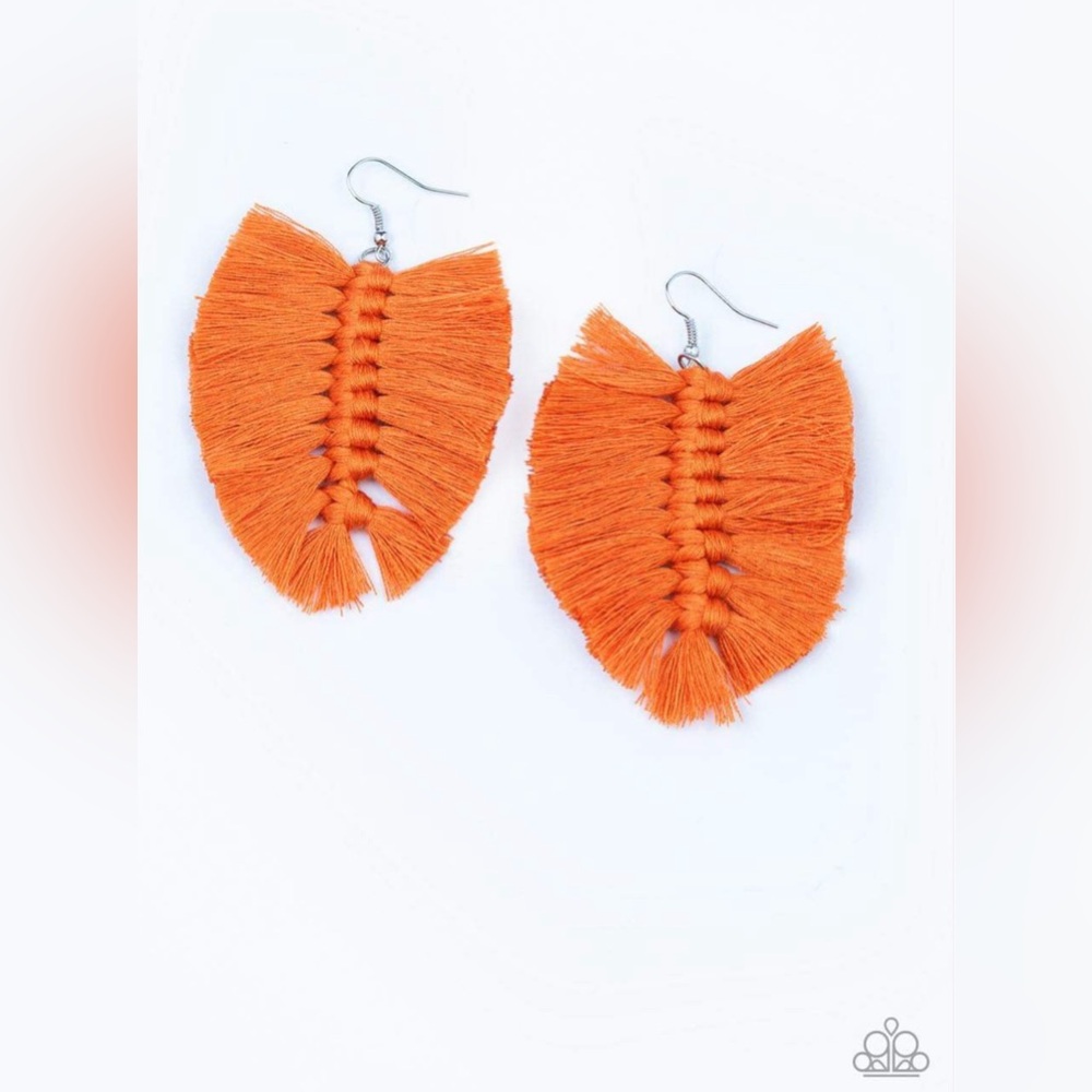 Orange Tassel Earrings 🧡